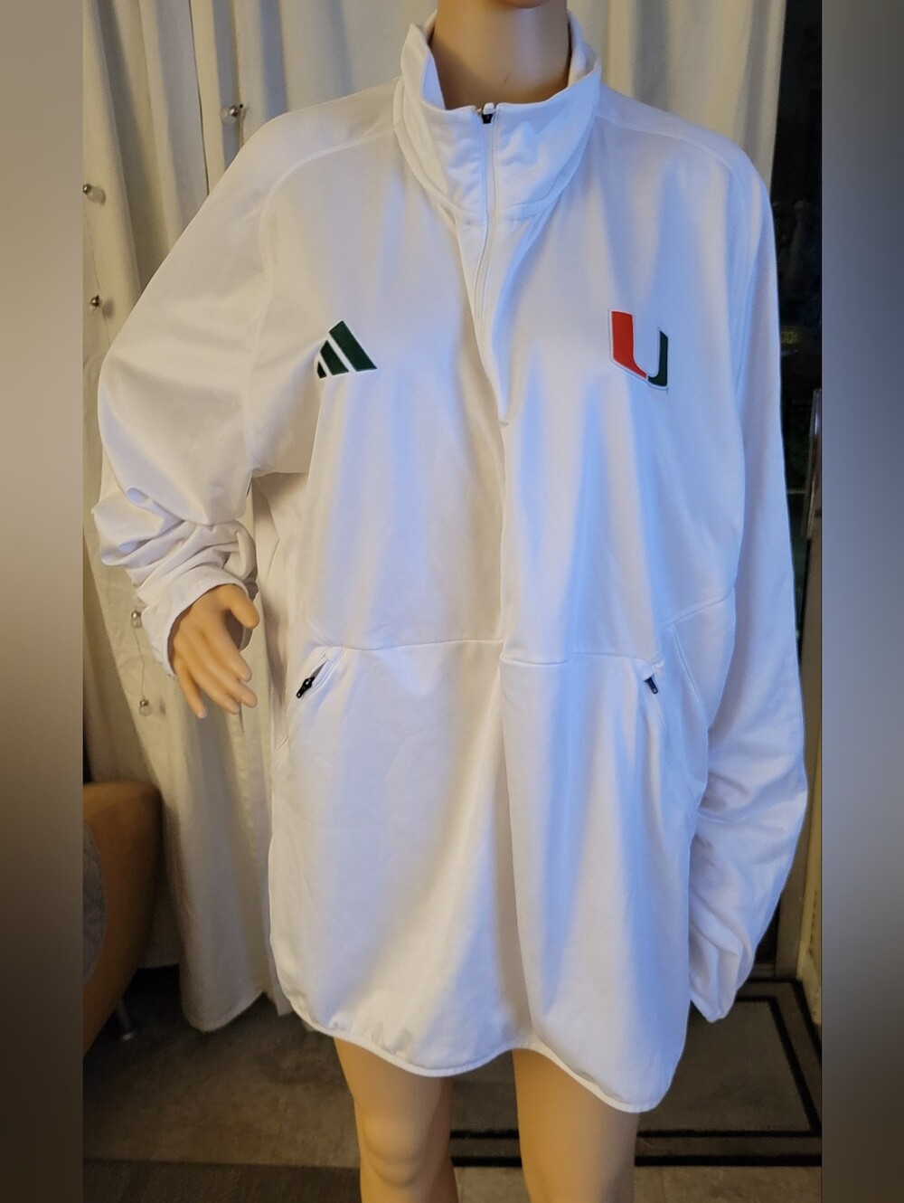 Miami UM White Athletic Half-Zip Jacket